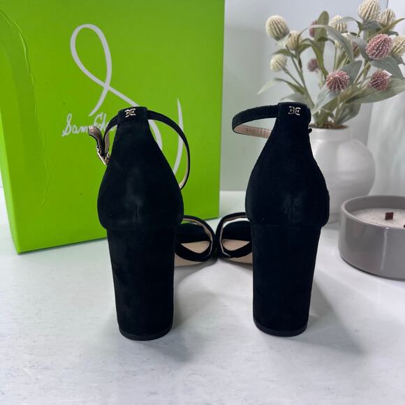 Sam Edelman Robyn Leather Ankle Strap Heel Black I3433L3002 Women 10.5M Tried On - Picture 4 of 11